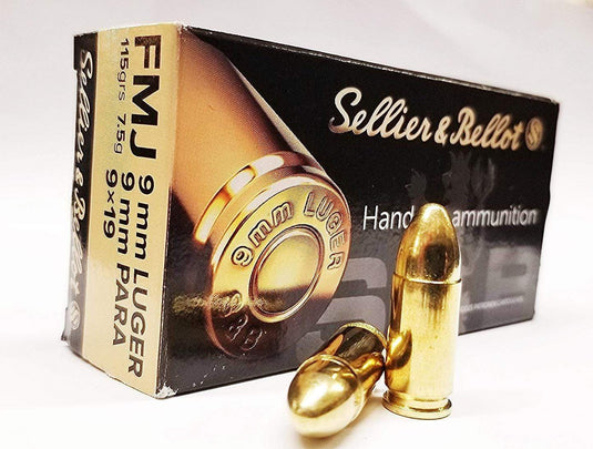 Sellier & Bellot 9MM FMJ 115GR, 50 Rounds