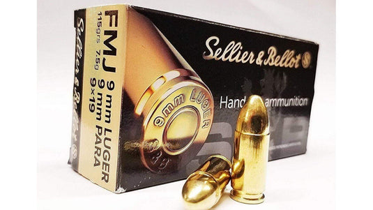 Sellier & Bellot 9MM FMJ 115GR, 50 Rounds