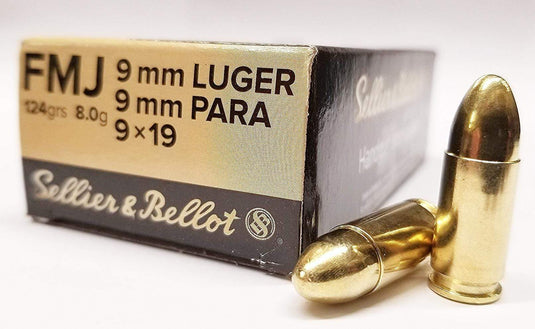 Sellier & Bellot 9MM FMJ 124GR, 50 Rounds